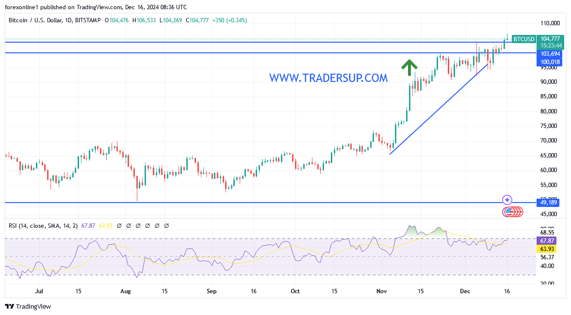 شارت البيتكوين مقابل الدولار الامريكى 