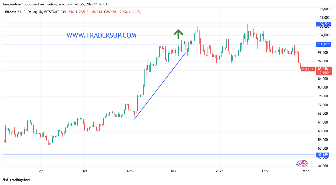 أنهيار زوج البيتكوين مقابل الدولار الامريكى … فماذا حدث ؟