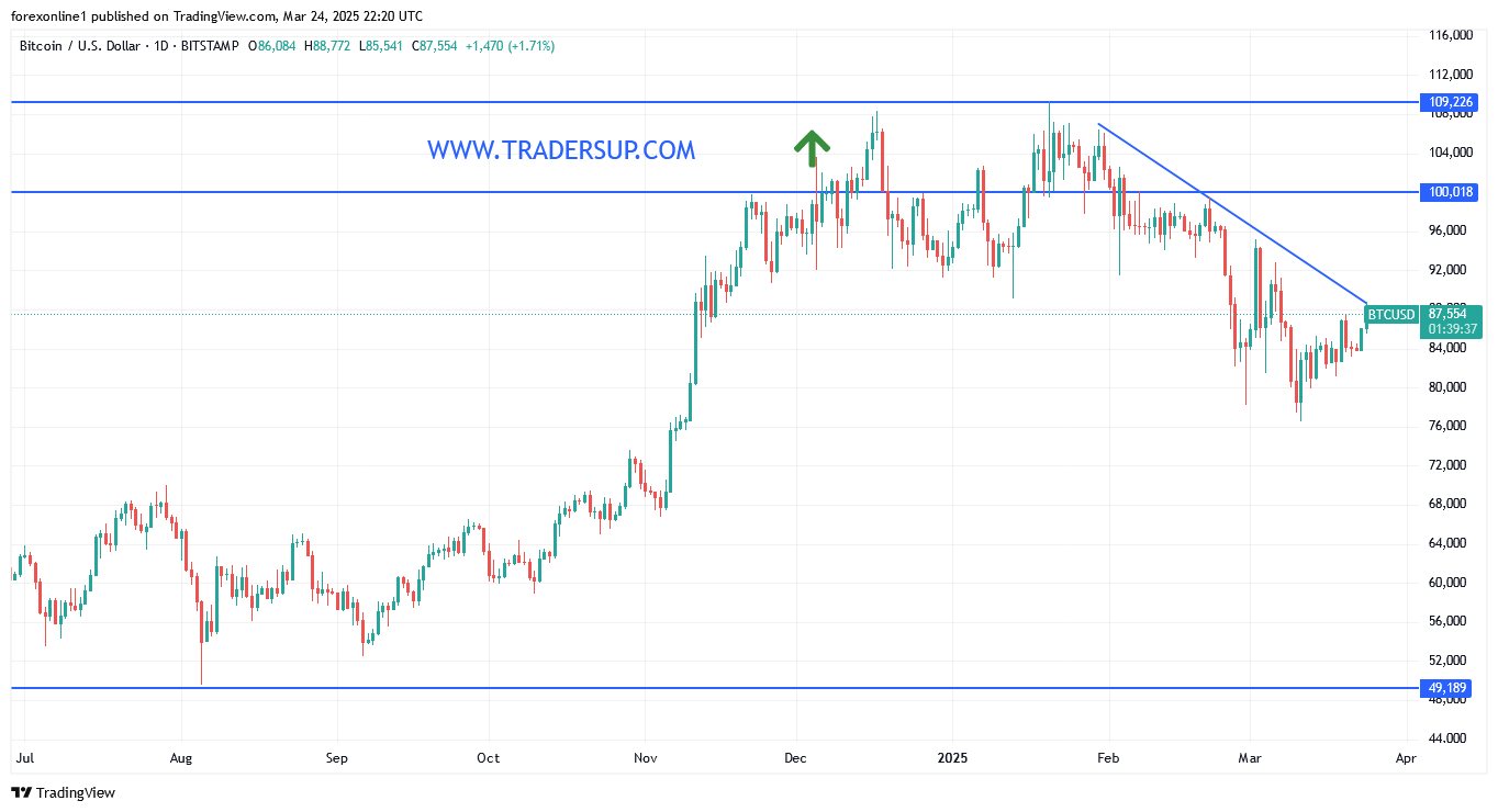 زوج البيتكوين مقابل الدولار الامريكى يحاول كسر الاتجاه الهبوطى