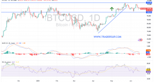 رسم بيانى لزوج البيتكوين مقابل الدولار الامريكى