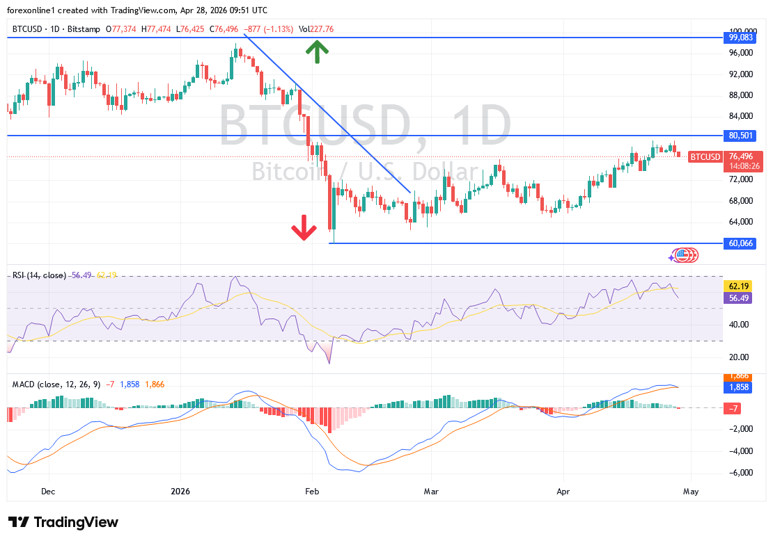 توقعات البيتكوين مقابل الدولار BTC/USD: ضغط المخاطرة يحدّ من الصعود