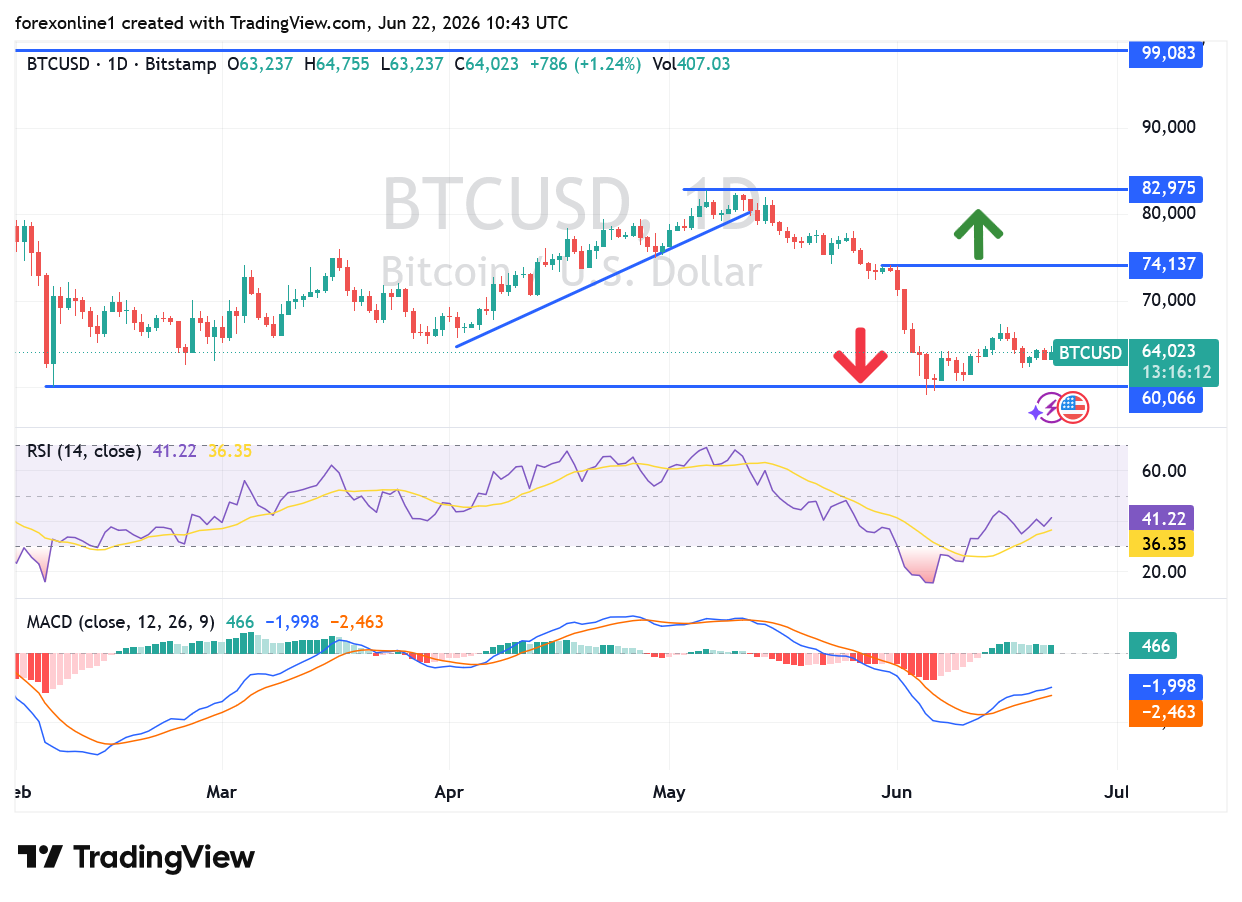 تحليل البيتكوين اليوم BTC/USD: هل يبدأ الانعكاس أم يستمر الهبوط؟