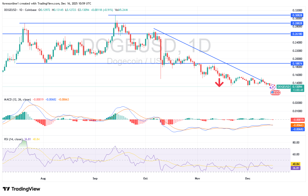 سعر دوجكوين دولار الان حول 0.13 دولار : هل سنشهد مزيد من الخسائر ؟