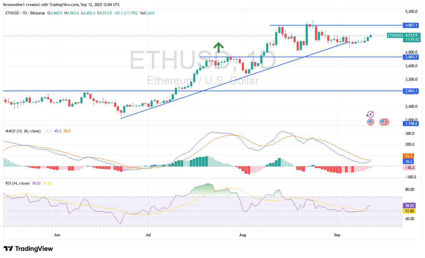 تحليل الايثريوم دولار ETHUSD اليوم: مسار الصعود يزداد قوة