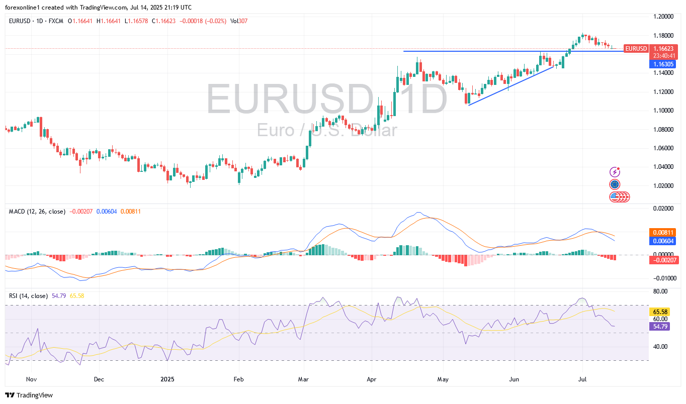 توقعات اليورو دولار الامريكى EUR/USD اليوم الثلاثاء 15 يوليو 2025:  اليورو يستقبل أرقام التضخم الامريكية منخفضا