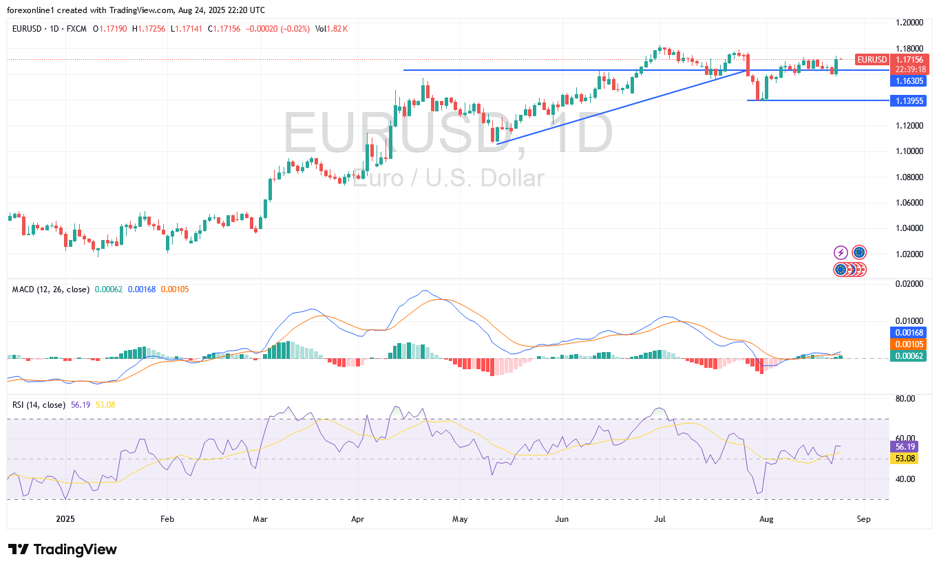 توقعات اليورو / دولار أمريكى  EUR/USD اليوم الاثنين 25 أغسطس 2025: تداول اليورو يحاول من جديد الصعود