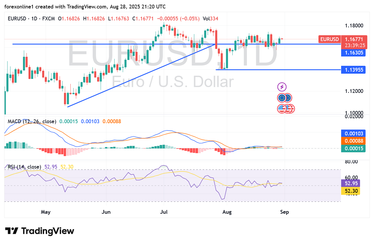 تحليل اليورو دولار أمريكى  EUR/USD اليوم الجمعة 29 أغسطس 2025: تداول اليورو يحاول الاغلاق صاعدا