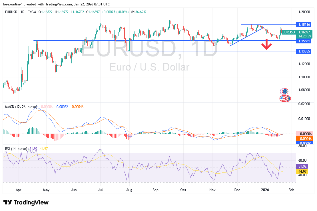 شارت اليورو مقابل الدولار الامريكى