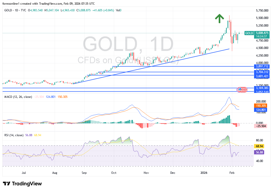 تحليل أسعار الذهب اليوم – الاثنين 9 فبراير 2026: تذبذب حاد يربك معنويات المستثمرين