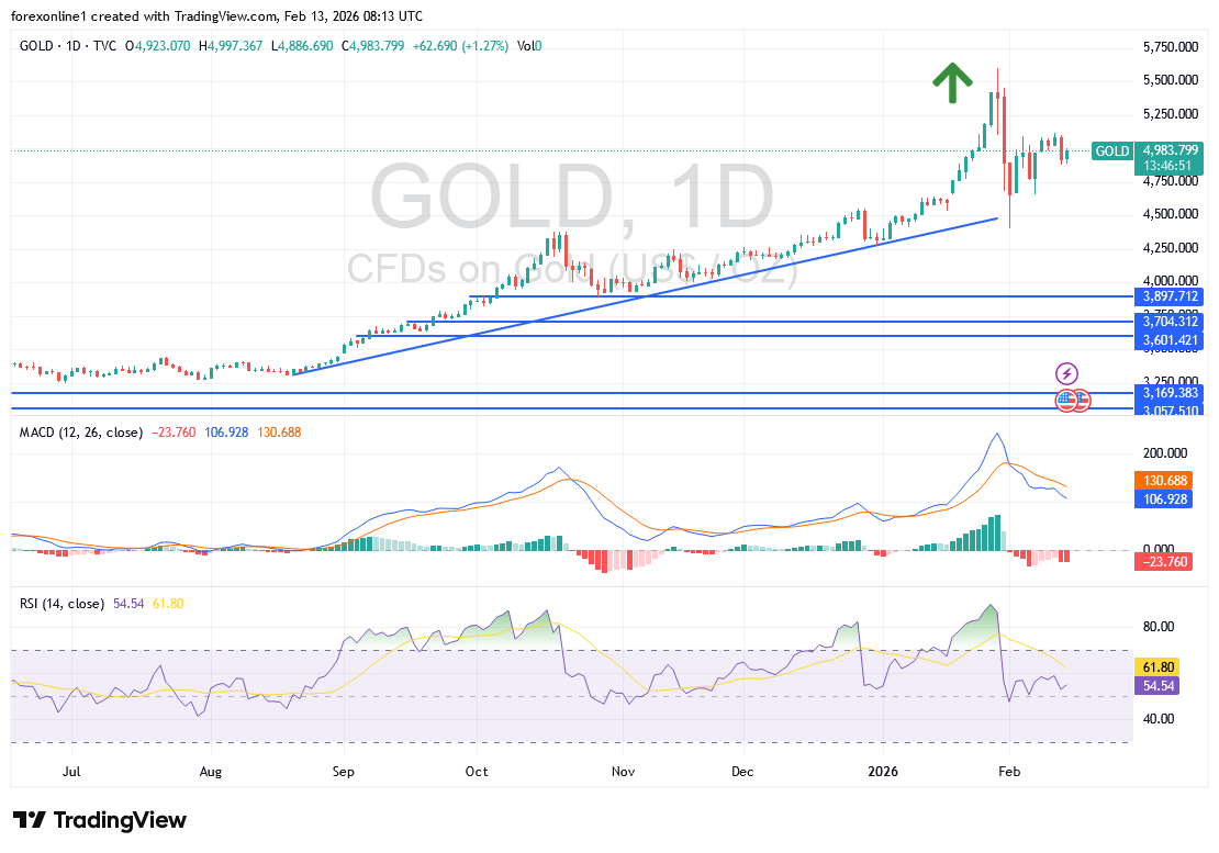 توقعات محللي الذهب اليوم الجمعة 13 فبراير 2026: قوة البيانات الأمريكية توقف مكاسبه مؤقتًا
