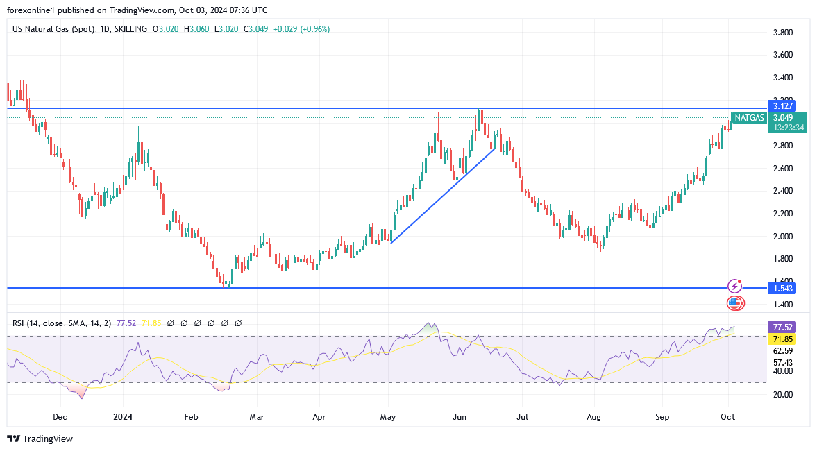 شارت سعر الغاز الطبيعى