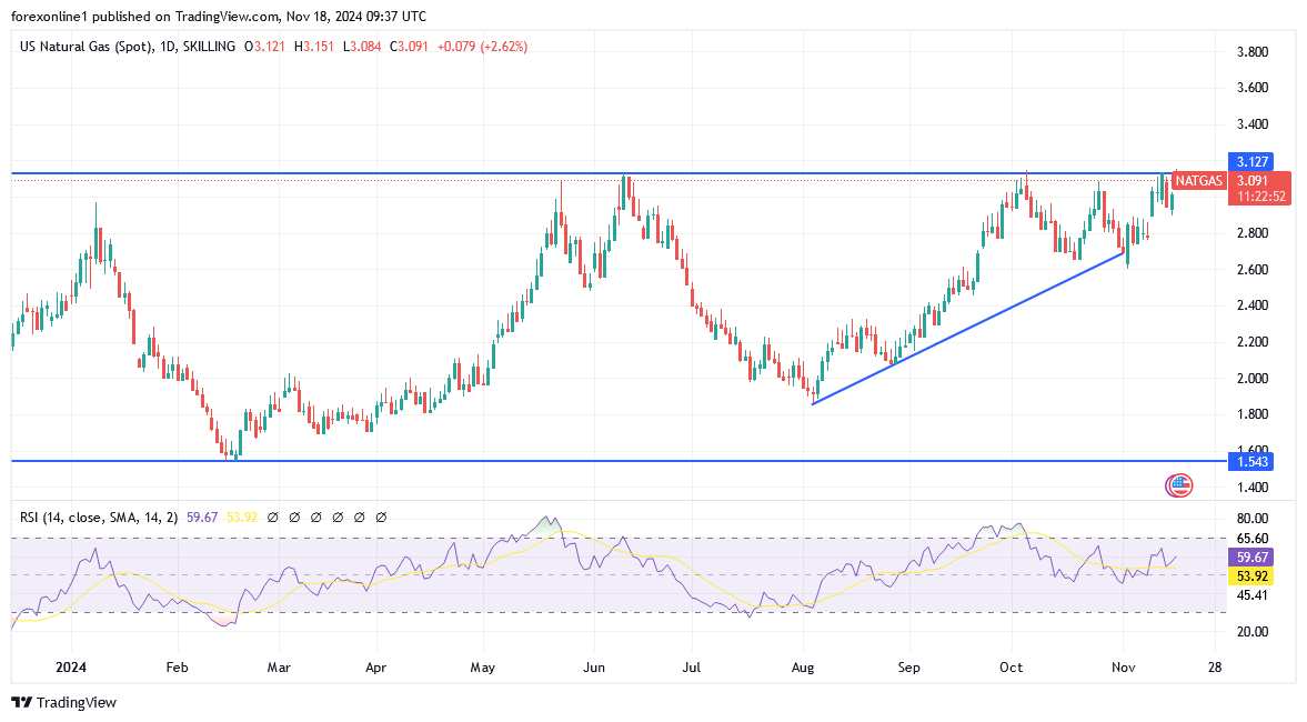شارت سعر الغاز الطبيعى