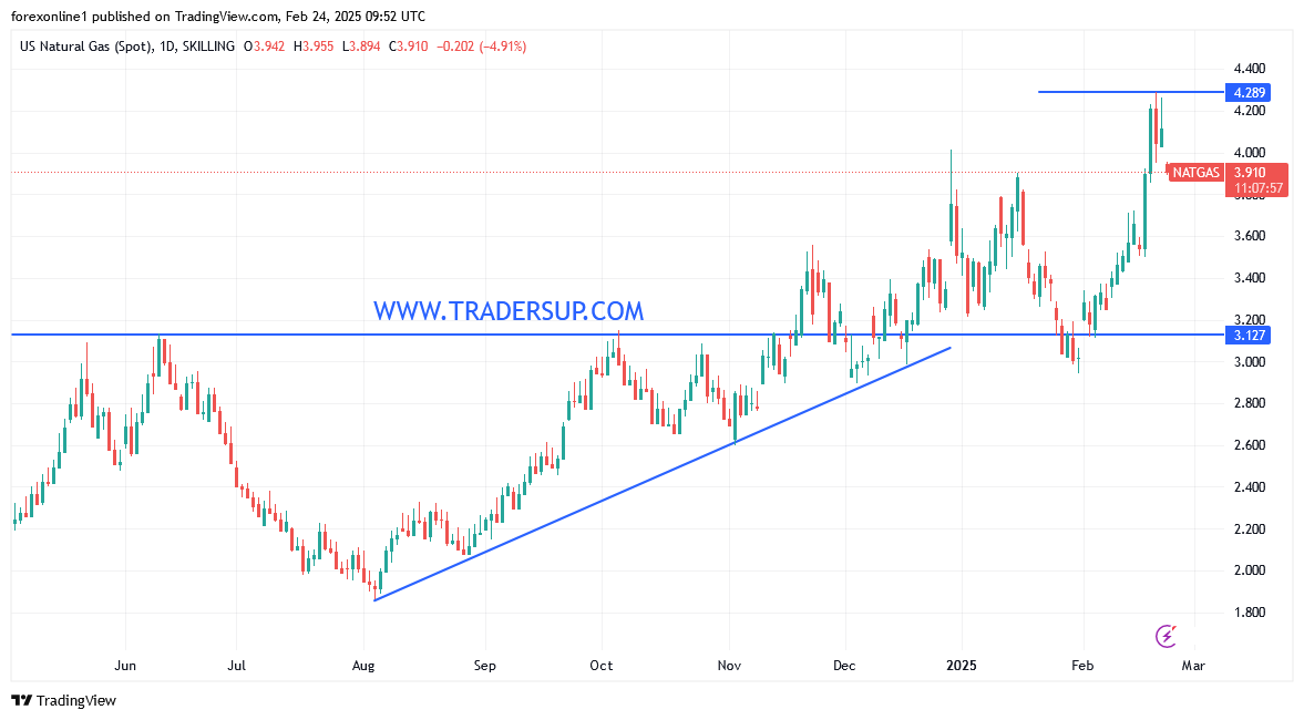 التحليل الفنى لسعر الغاز الطبيعى مع عمليات البيع لجنى الارباح