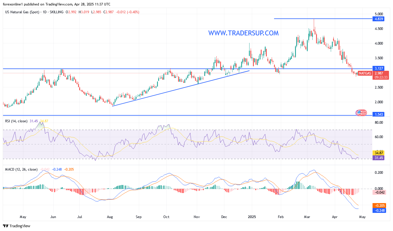 التحليل الفني لسعر الغاز الطبيعي NATGAS/USD : الاتجاه يستقر دون دعم نفسى