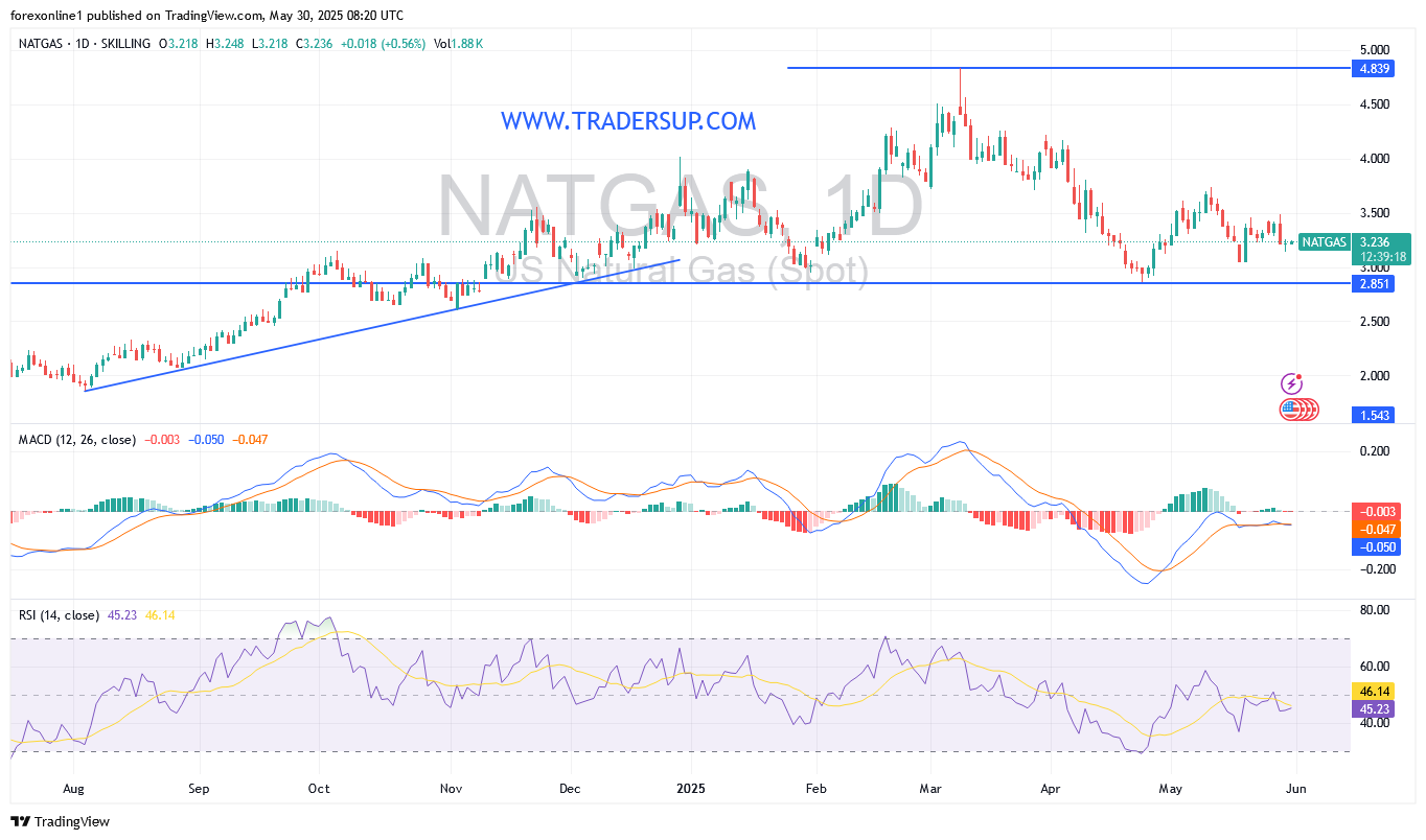 التحليل الفني لسعر الغاز الطبيعي NATGAS/USD اليوم: الميل لا يزال هبوطيا