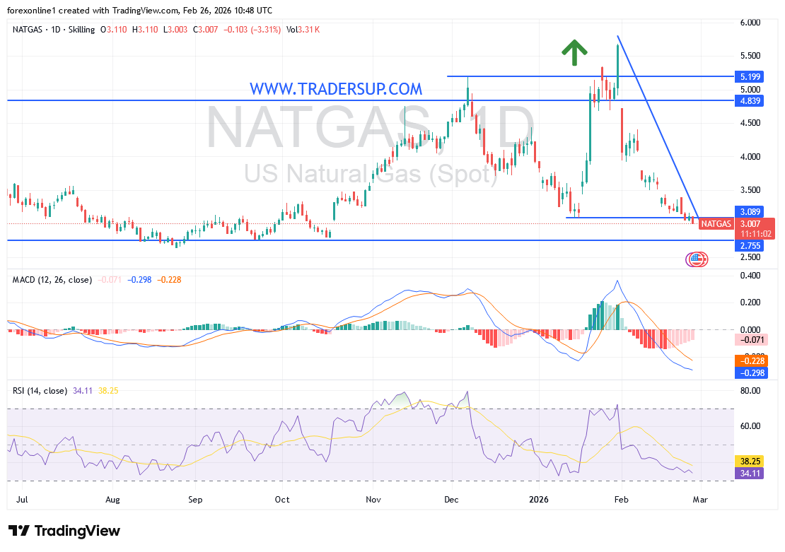 التحليل الفني للغاز الطبيعي: فرص التعافي بعد أدنى مستوى خلال 4 أشهر