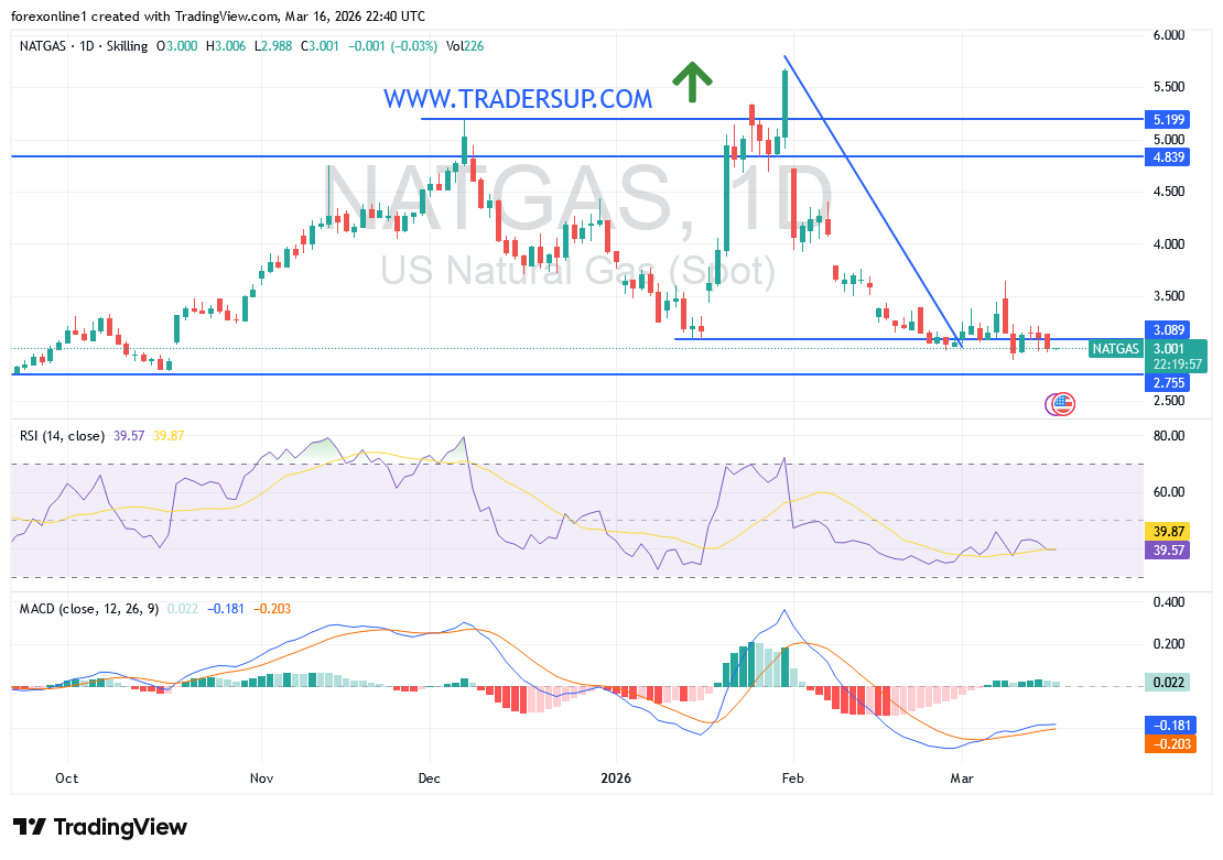 تحليل فني لأسعار الغاز الطبيعي: المستوى 3 دولارات يعزز سيطرة الدببة