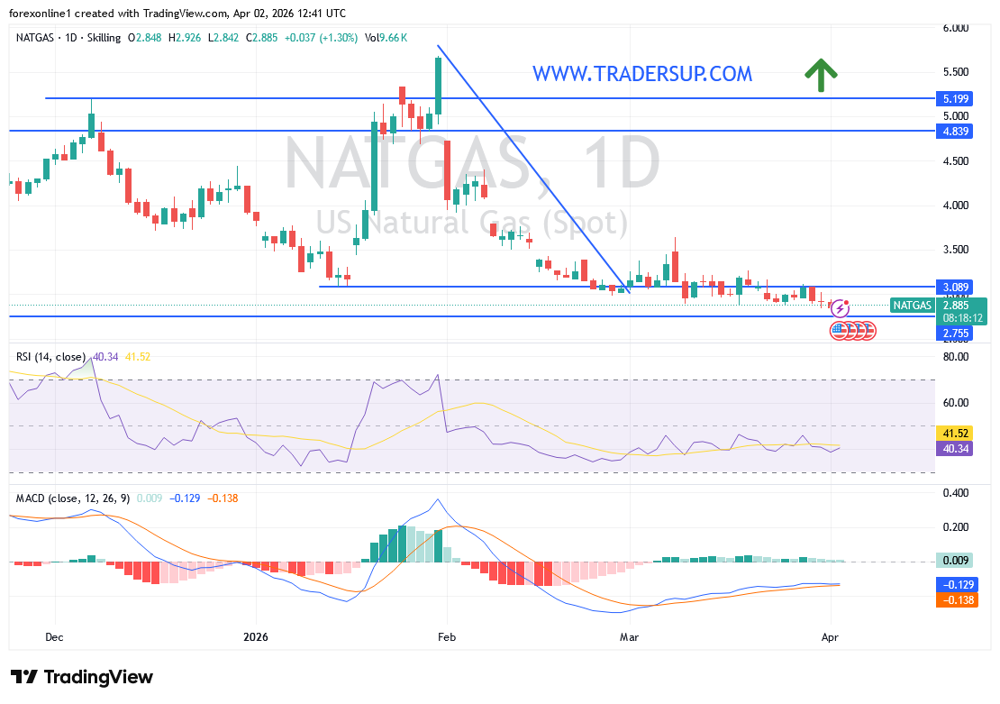 التحليل الفني لسعر الغاز الطبيعي NATGAS/USD: استمرار التراجع أم انعكاس قريب؟