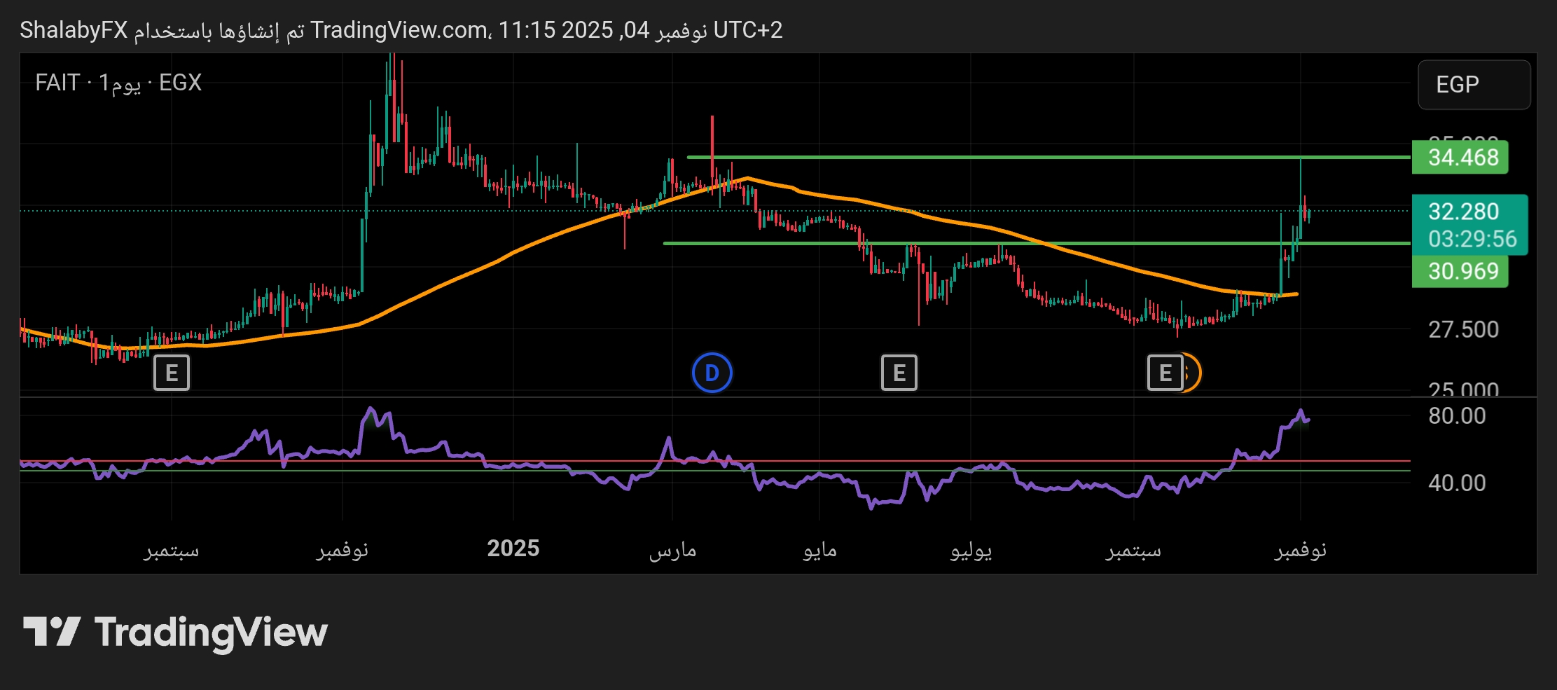 سهم بنك فيصل الإسلامي في بورصة مصر يصل إلى سعر 34.46 جنيه مصري