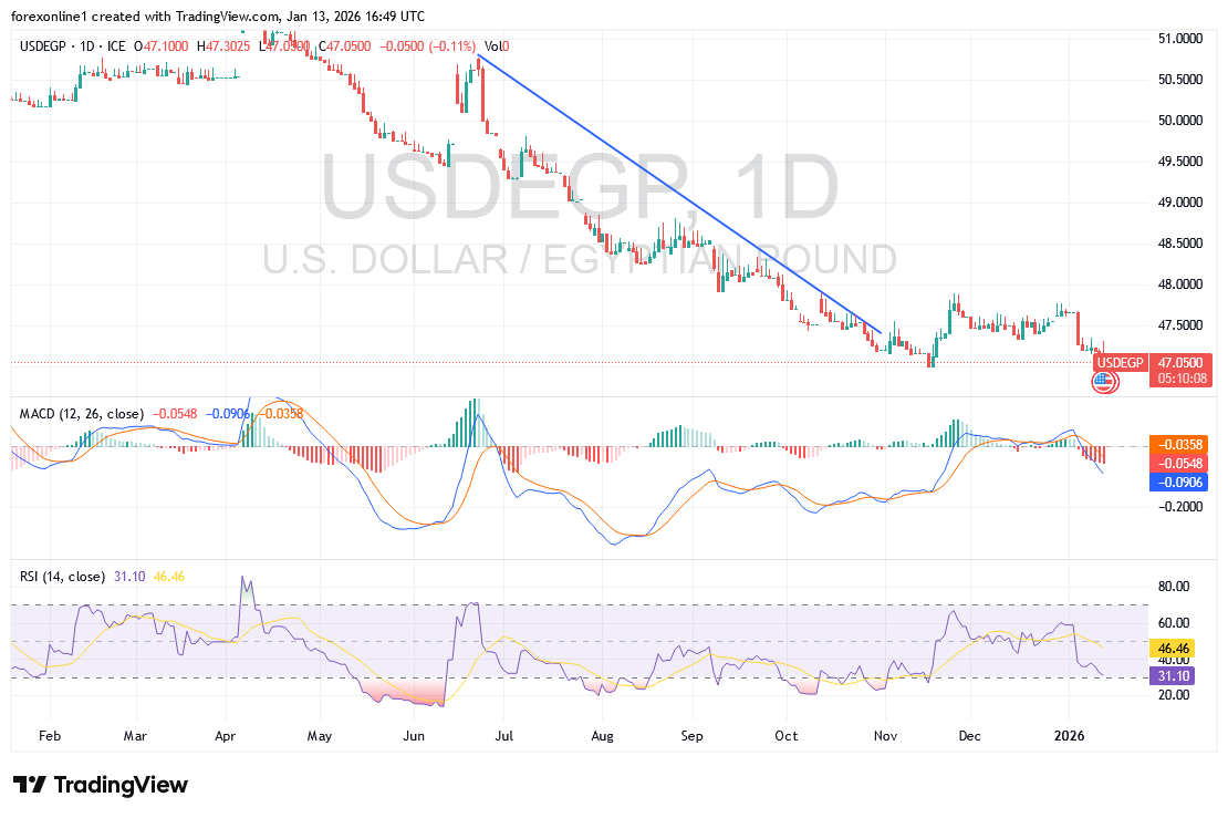 شارت زوج الدولار مقابل الجنيه المصرى
