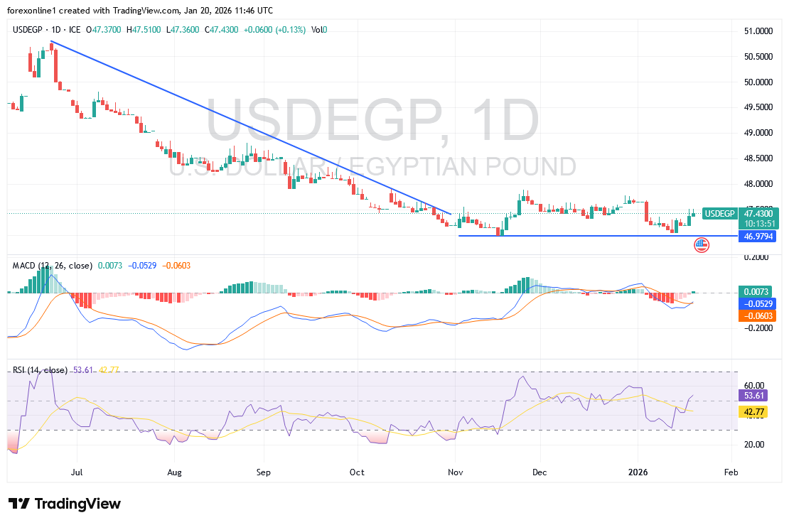 شارت الدولار مقابل الجنيه المصرى