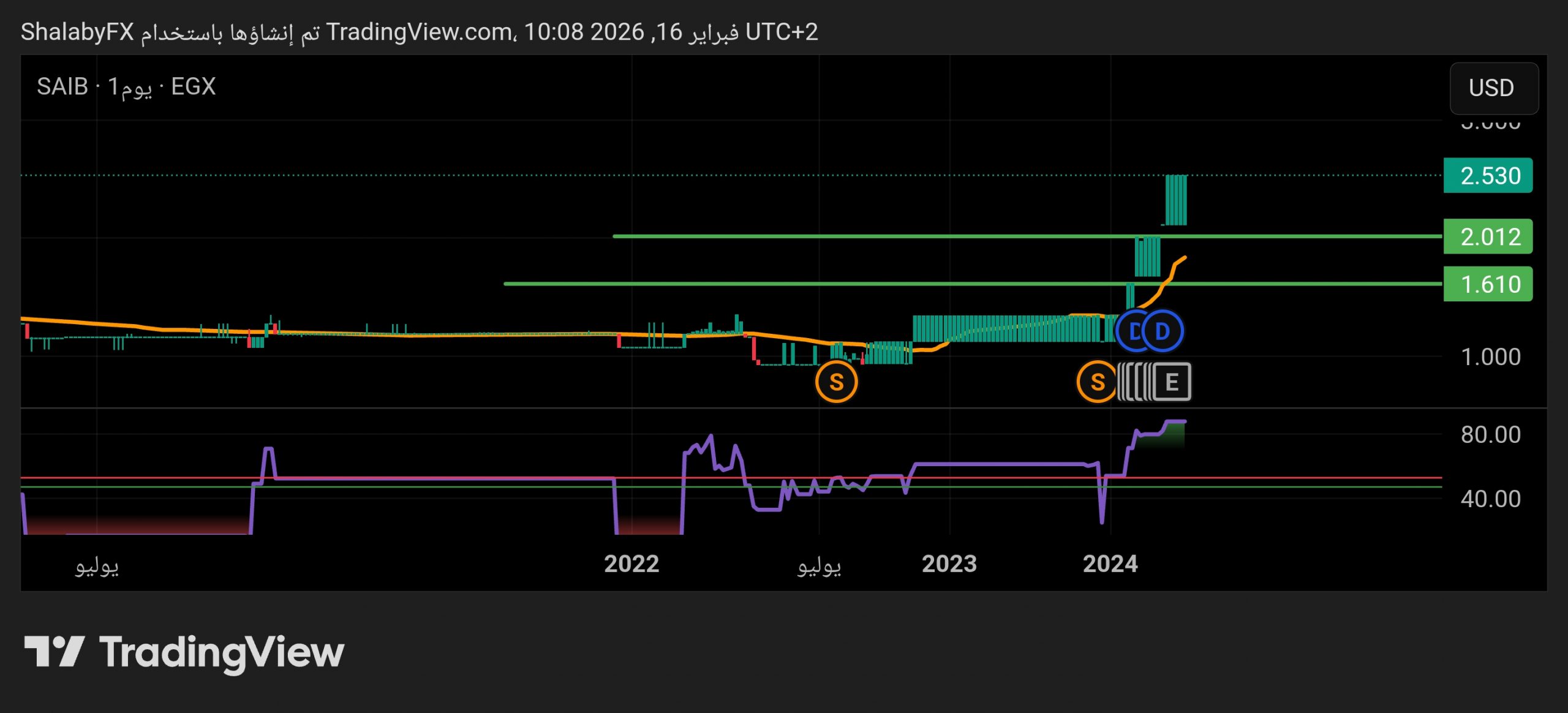 ارتفاع سهم بنك سايب في بورصة مصر الي سعر 2.53 دولار أمريكي